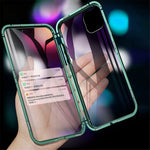Full Covering Magnetic Metal Frame + Tempered Glass Touch Screen Phone Case for Apple iPhone 11 6.1 inch