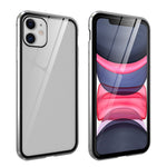 Full Covering Magnetic Metal Frame + Tempered Glass Touch Screen Phone Case for Apple iPhone 11 6.1 inch