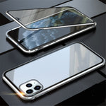 Full Covering Magnetic Metal Frame + Tempered Glass Touch Screen Phone Cover for Apple iPhone 11 Pro 5.8 inch