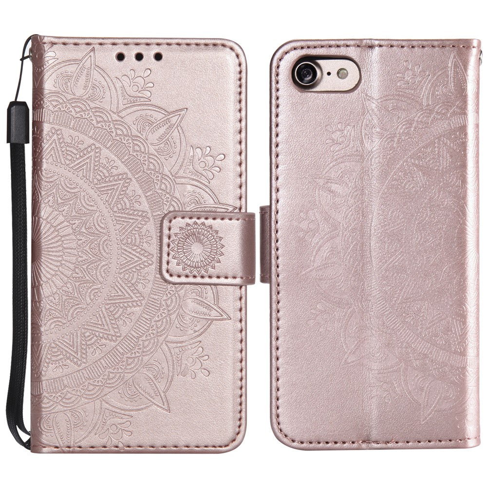 Pung-telefoncover i læder med blomstermønster og stander til iPhone 7 4,7 tommer/8 4,7 tommer/SE (2020)/SE (2022)