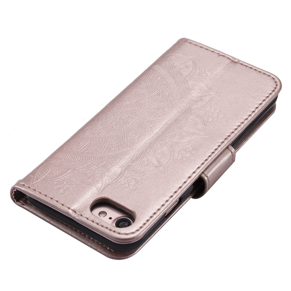 Pung-telefoncover i læder med blomstermønster og stander til iPhone 7 4,7 tommer/8 4,7 tommer/SE (2020)/SE (2022)