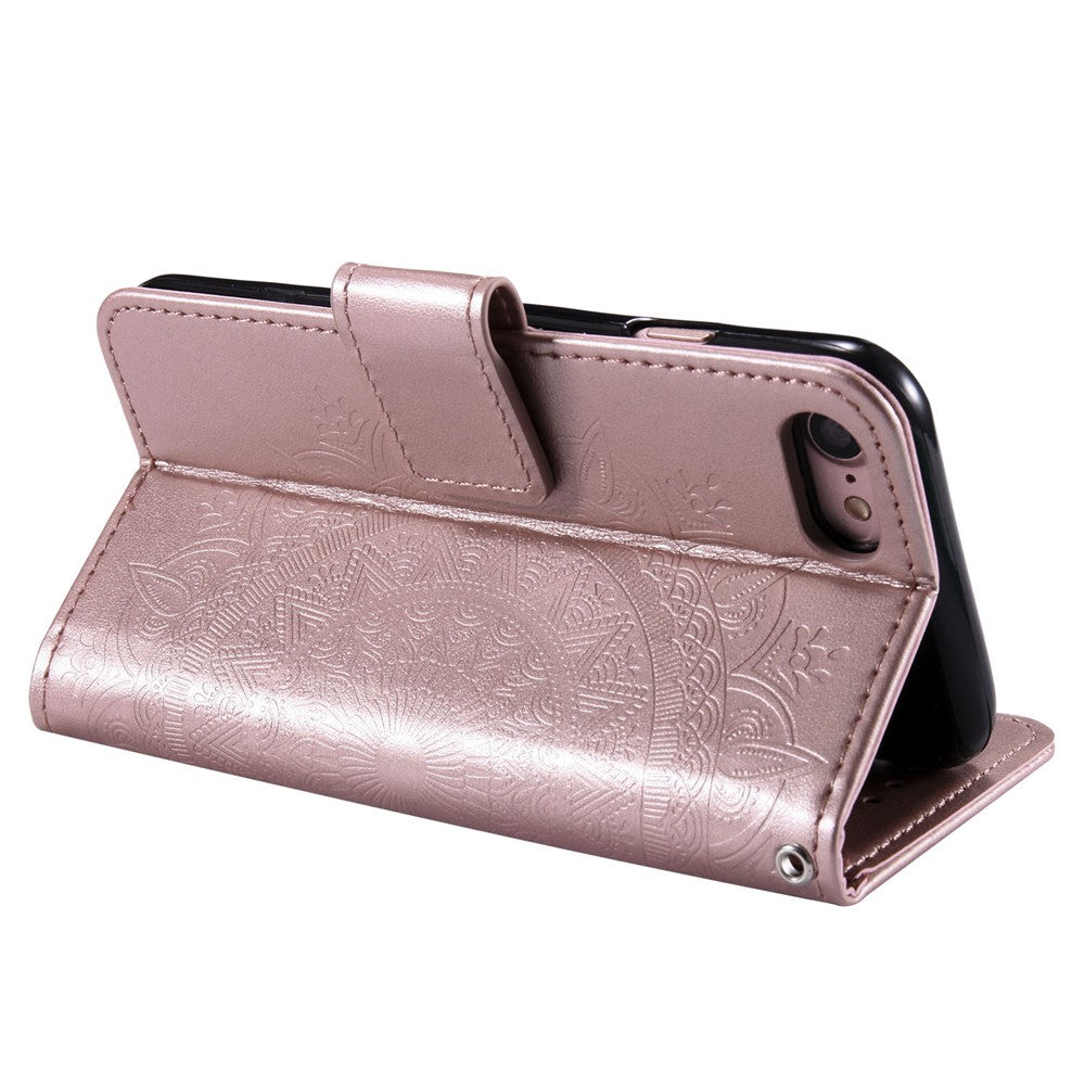 Pung-telefoncover i læder med blomstermønster og stander til iPhone 7 4,7 tommer/8 4,7 tommer/SE (2020)/SE (2022)