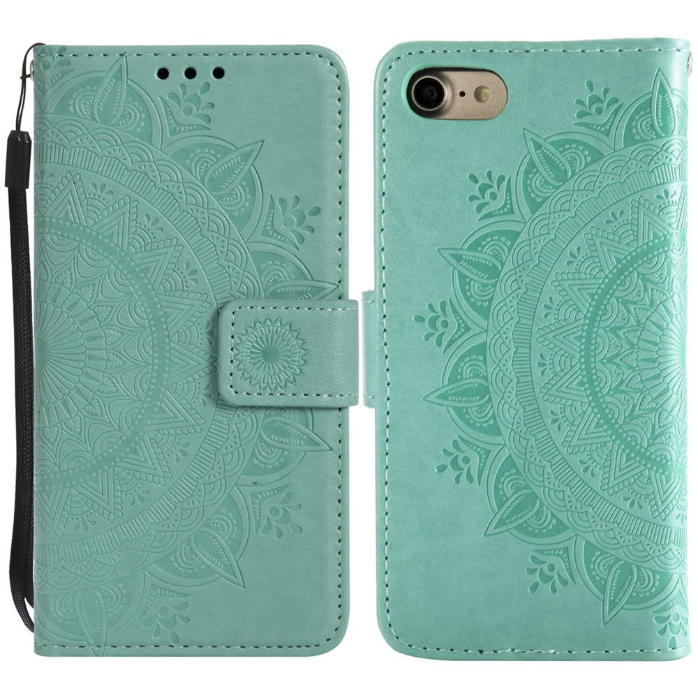 Pung-telefoncover i læder med blomstermønster og stander til iPhone 7 4,7 tommer/8 4,7 tommer/SE (2020)/SE (2022)