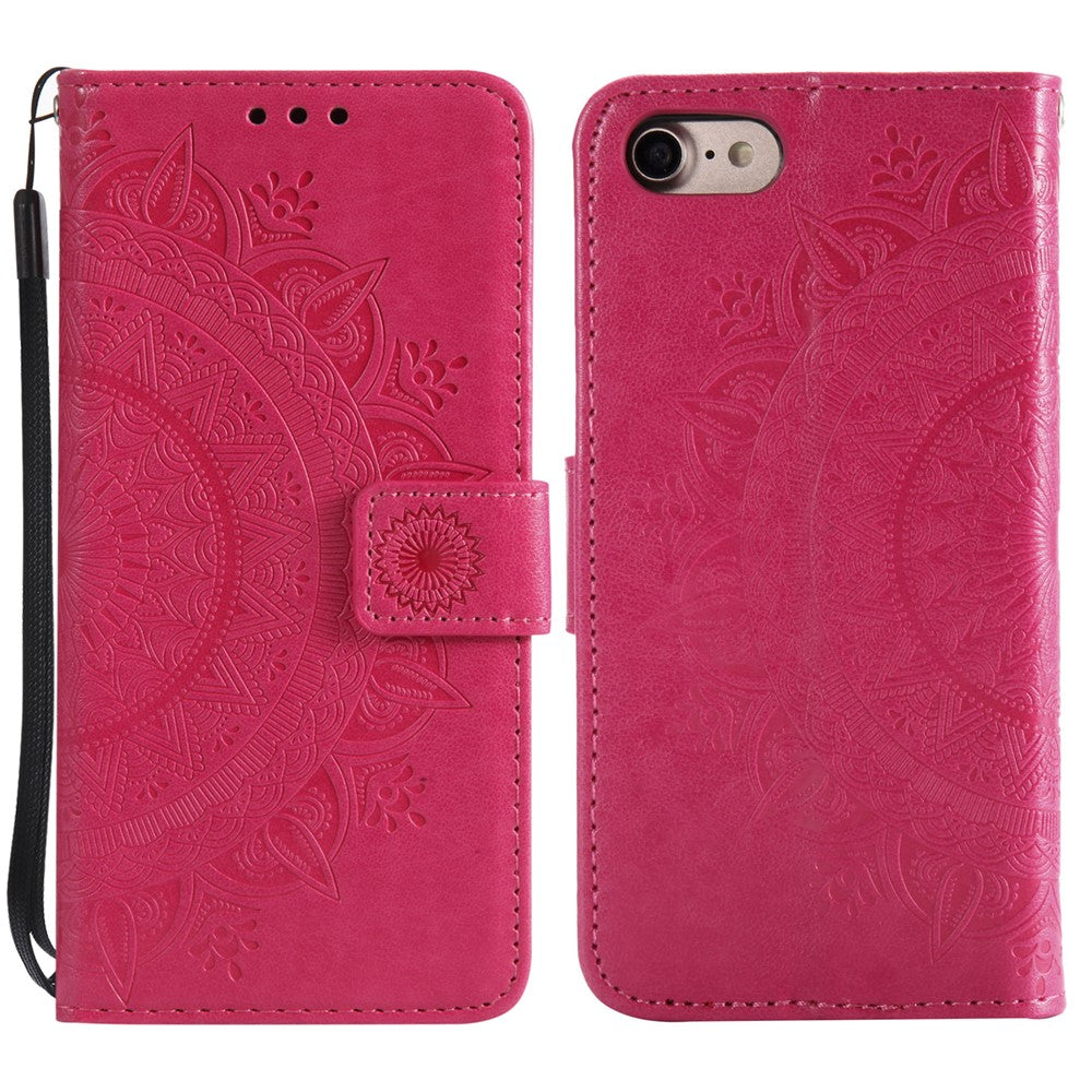 Pung-telefoncover i læder med blomstermønster og stander til iPhone 7 4,7 tommer/8 4,7 tommer/SE (2020)/SE (2022)