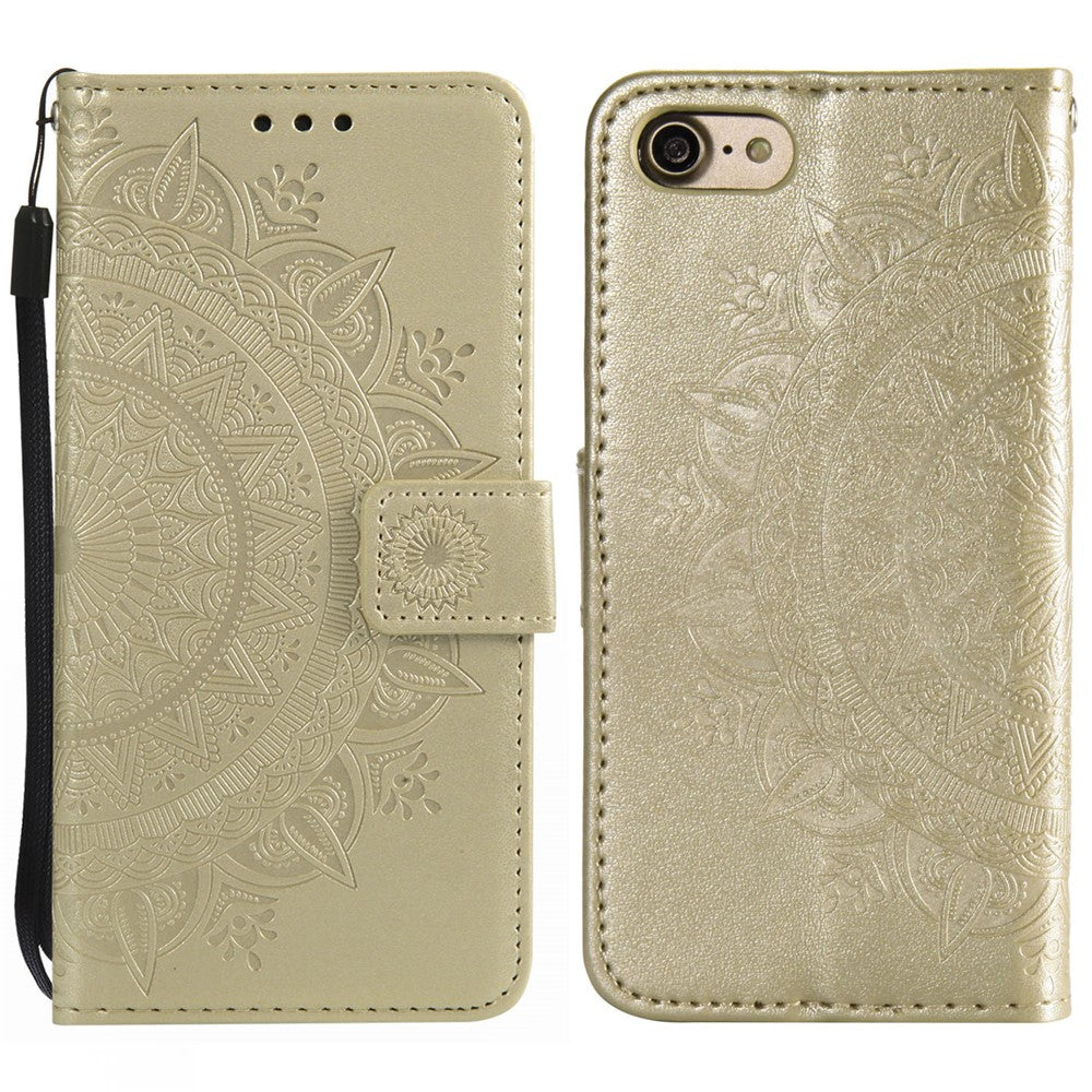 Pung-telefoncover i læder med blomstermønster og stander til iPhone 7 4,7 tommer/8 4,7 tommer/SE (2020)/SE (2022)