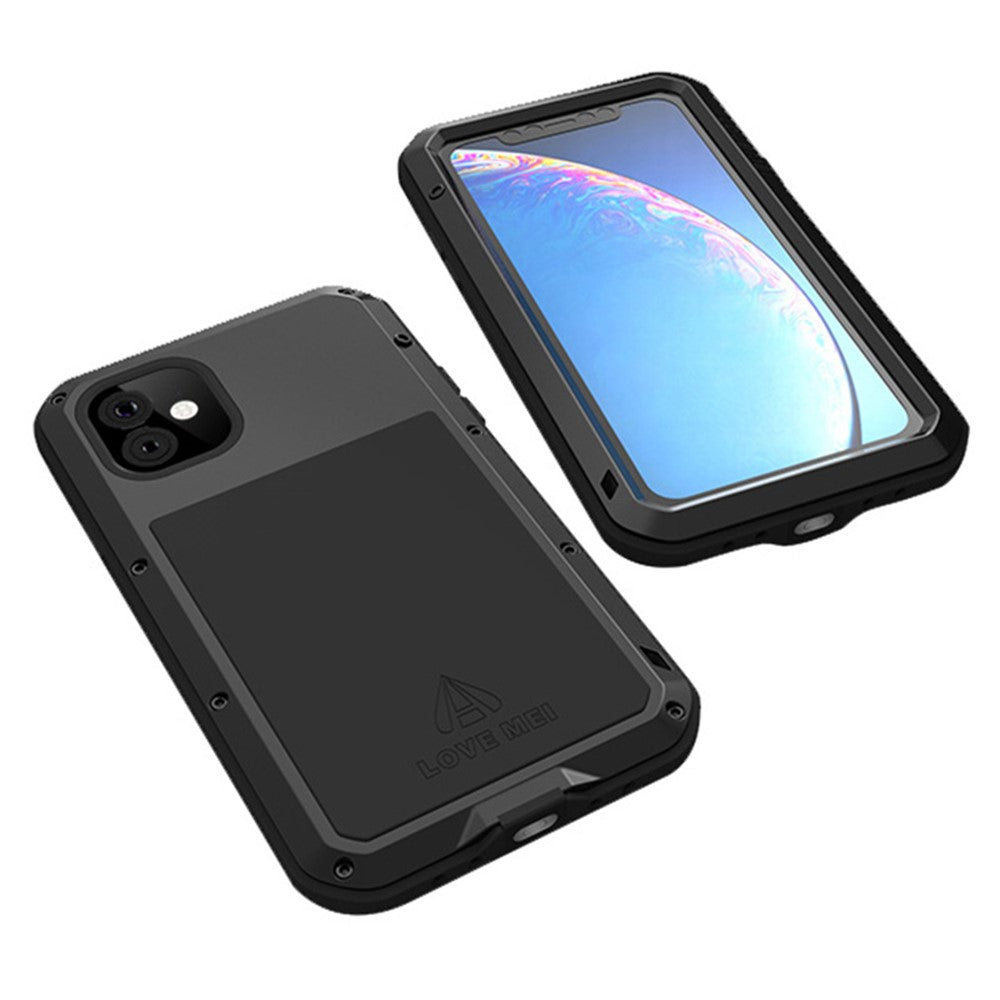 LOVE MEI Shockproof Cell Phone Case with Temepered Glass Film for iPhone 11 6.1 inch