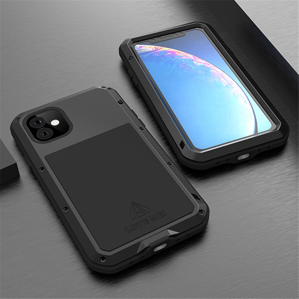 LOVE MEI Shockproof Cell Phone Case with Temepered Glass Film for iPhone 11 6.1 inch