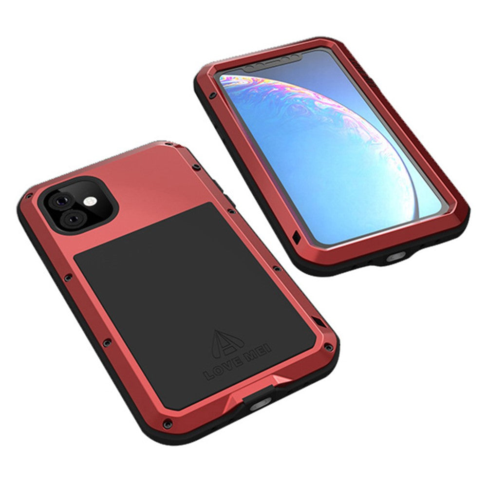 LOVE MEI Shockproof Cell Phone Case with Temepered Glass Film for iPhone 11 6.1 inch