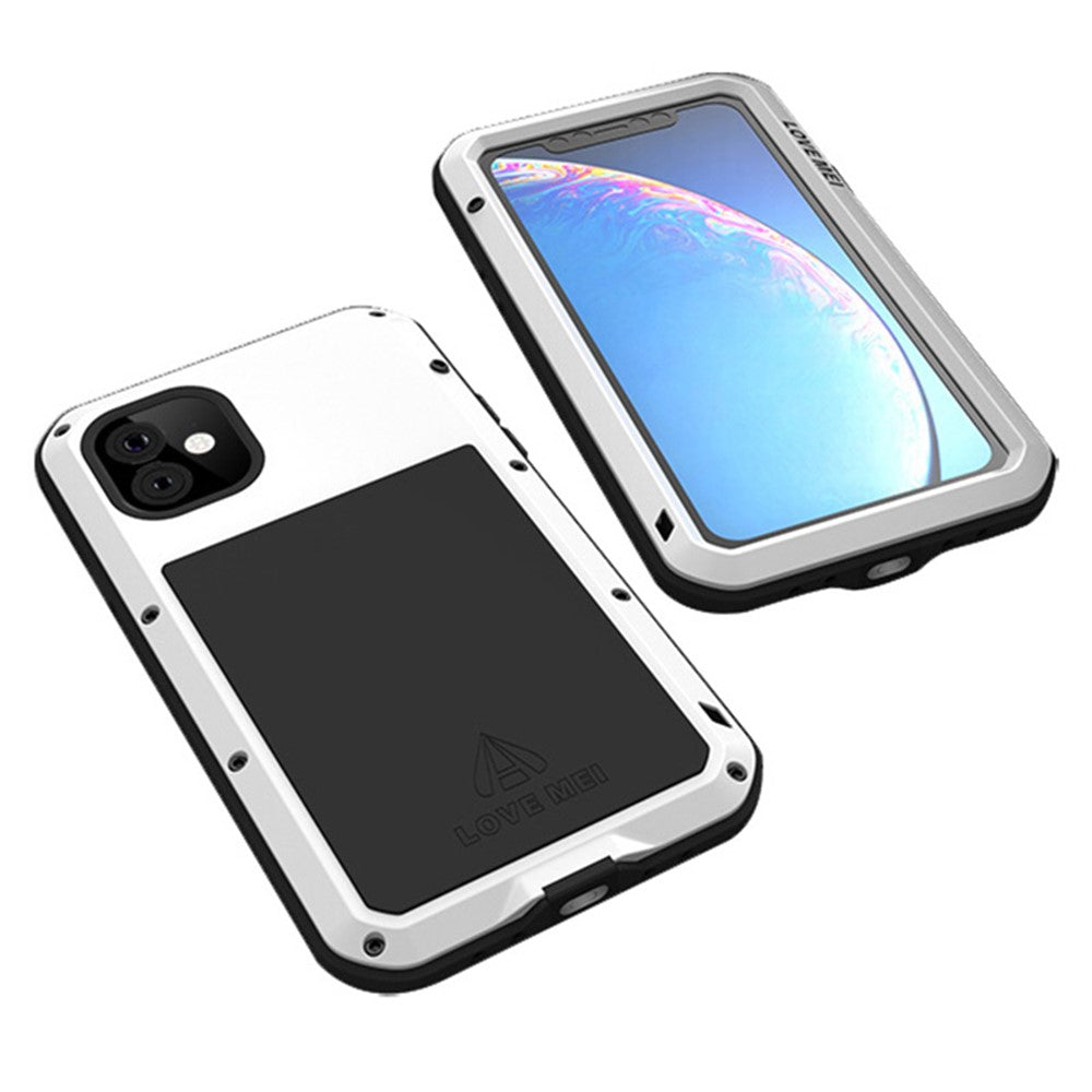 LOVE MEI Shockproof Cell Phone Case with Temepered Glass Film for iPhone 11 6.1 inch