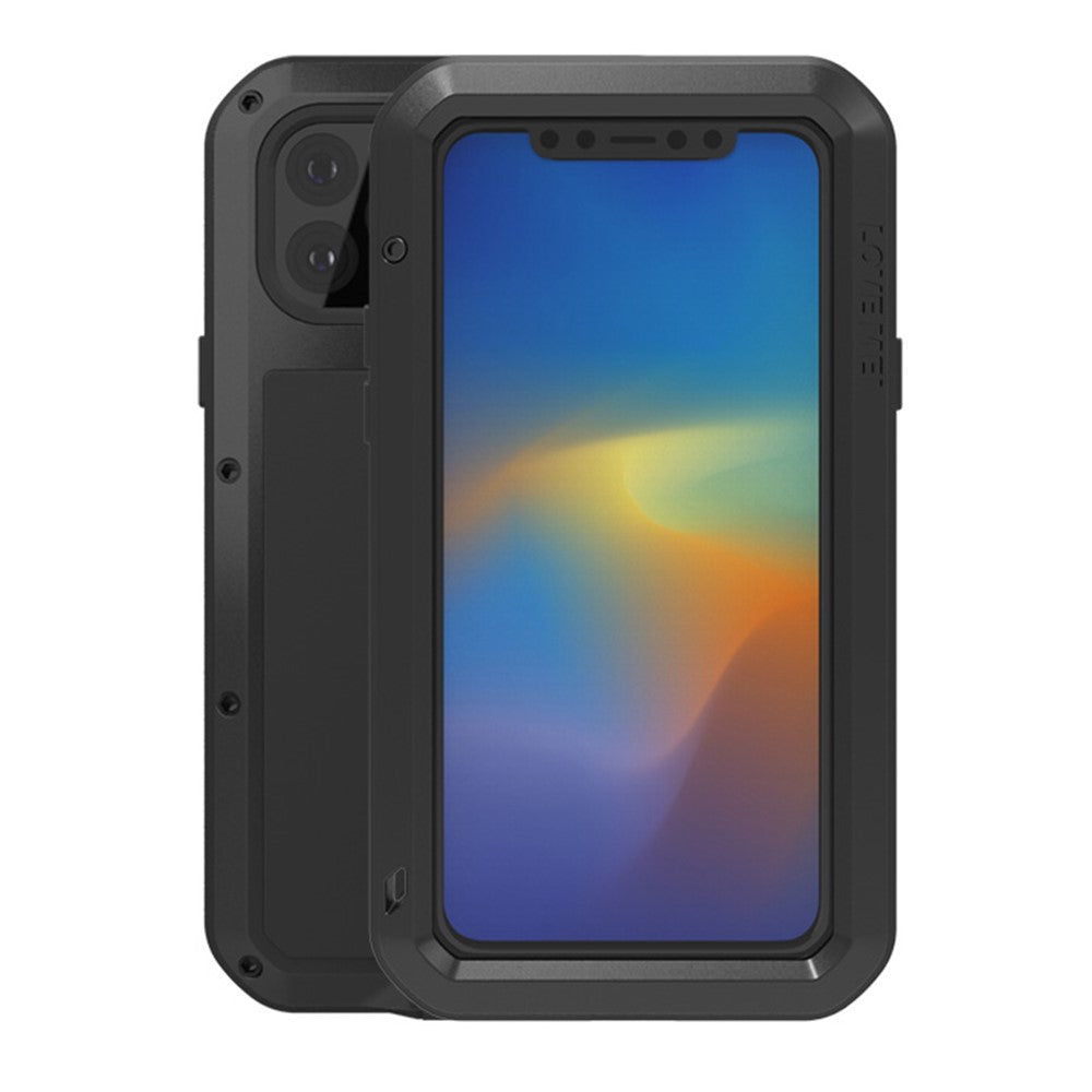 LOVE MEI Metal + Silikone Stød- og Støvtæt Cover med Hærdet Glasfilm til iPhone 11 Pro Max 6.5 tommer