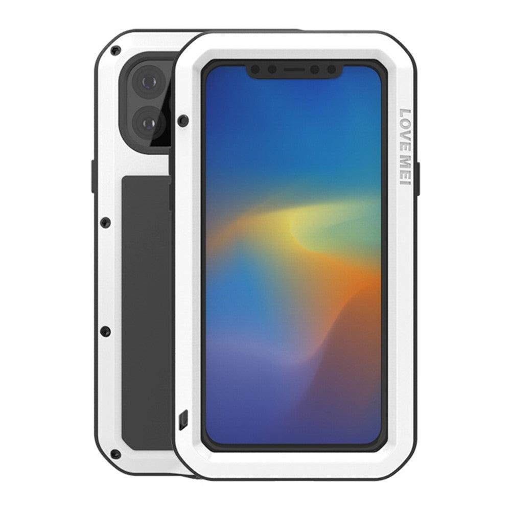 LOVE MEI Metal + Silikone Stød- og Støvtæt Cover med Hærdet Glasfilm til iPhone 11 Pro Max 6.5 tommer