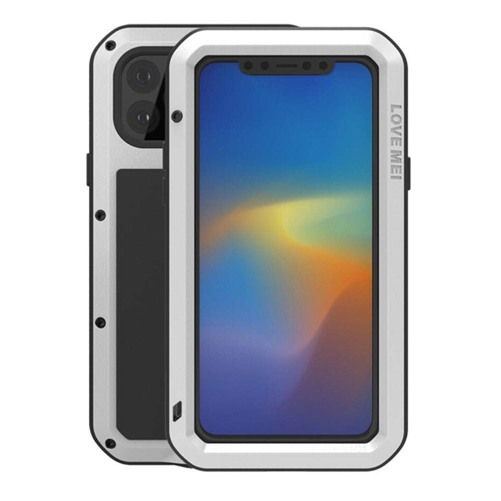 LOVE MEI Metal + Silikone Stød- og Støvtæt Cover med Hærdet Glasfilm til iPhone 11 Pro Max 6.5 tommer