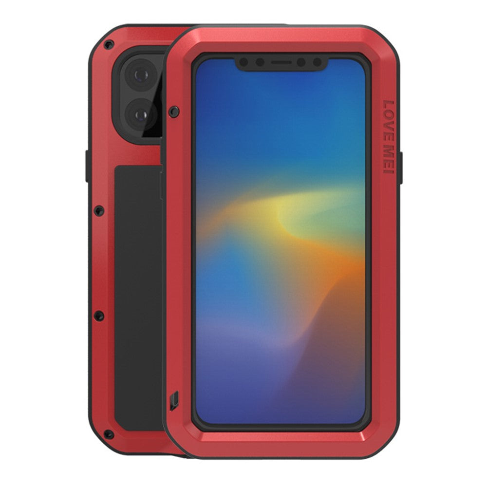 LOVE MEI Metal + Silikone Stød- og Støvtæt Cover med Hærdet Glasfilm til iPhone 11 Pro Max 6.5 tommer