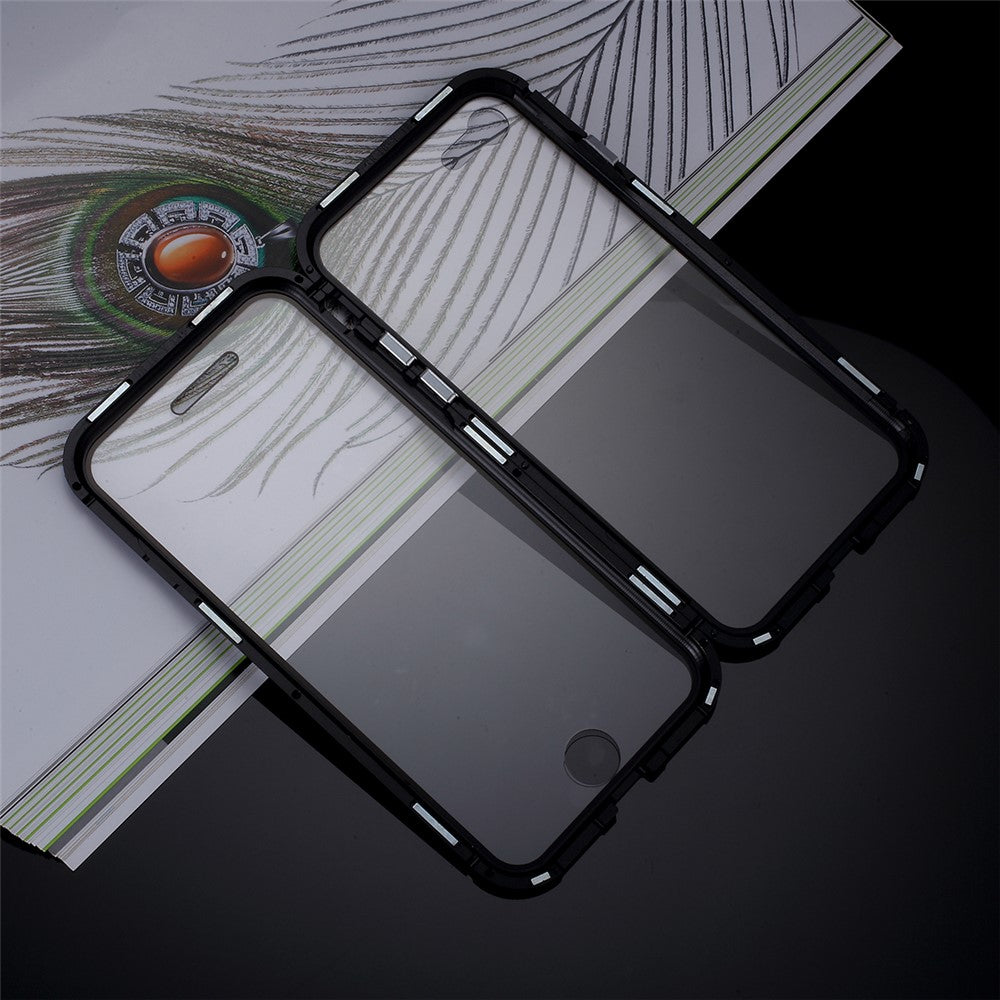 Magnetisk Absorptionsinstallation Telefoncover Dækker Metalramme + Dobbeltsidet Hærdet Glas Mobiltelefoncover til iPhone 8/7/SE (2020)/SE (2022)