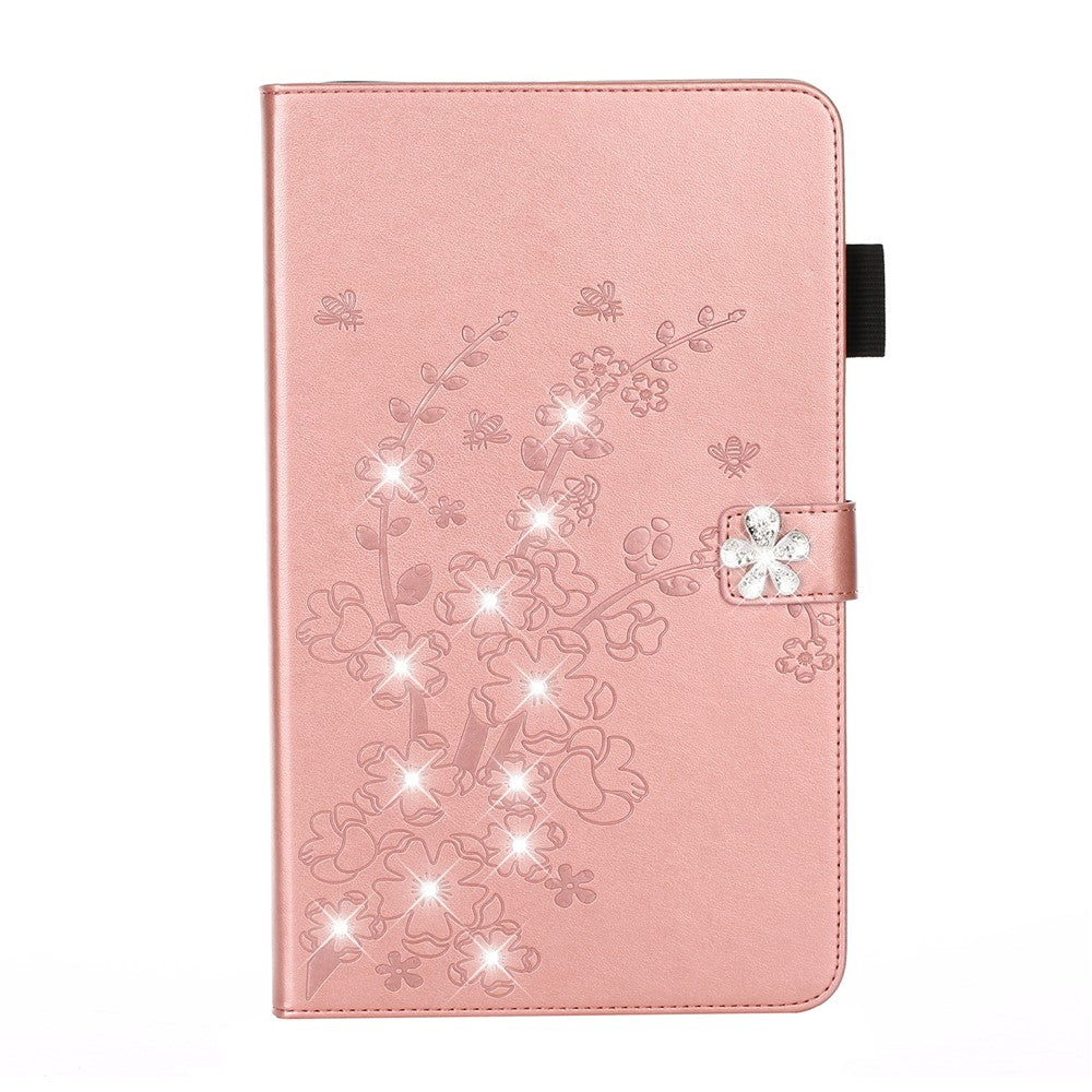 Pung-cover i læder med blomsterpræg og rhinsten til iPad 10.2 (2021)/(2020)/(2019)