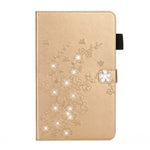 Pung-cover i læder med blomsterpræg og rhinsten til iPad 10.2 (2021)/(2020)/(2019)
