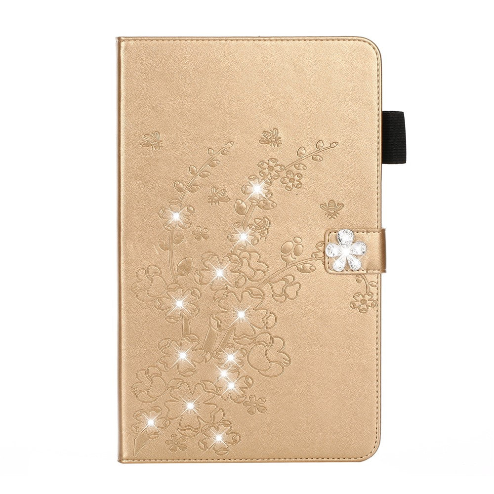 Pung-cover i læder med blomsterpræg og rhinsten til iPad 10.2 (2021)/(2020)/(2019)