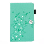 Pung-cover i læder med blomsterpræg og rhinsten til iPad 10.2 (2021)/(2020)/(2019)