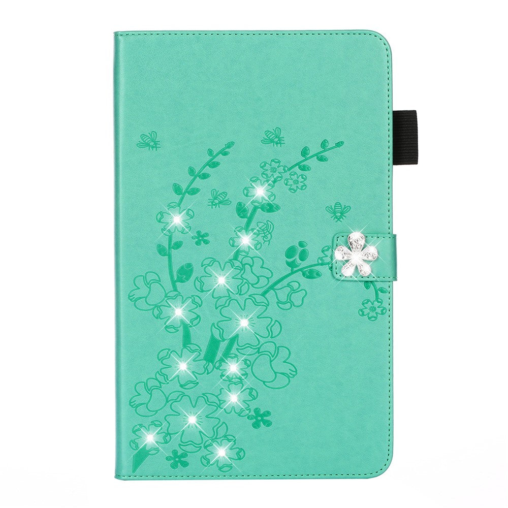 Pung-cover i læder med blomsterpræg og rhinsten til iPad 10.2 (2021)/(2020)/(2019)