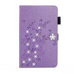 Pung-cover i læder med blomsterpræg og rhinsten til iPad 10.2 (2021)/(2020)/(2019)