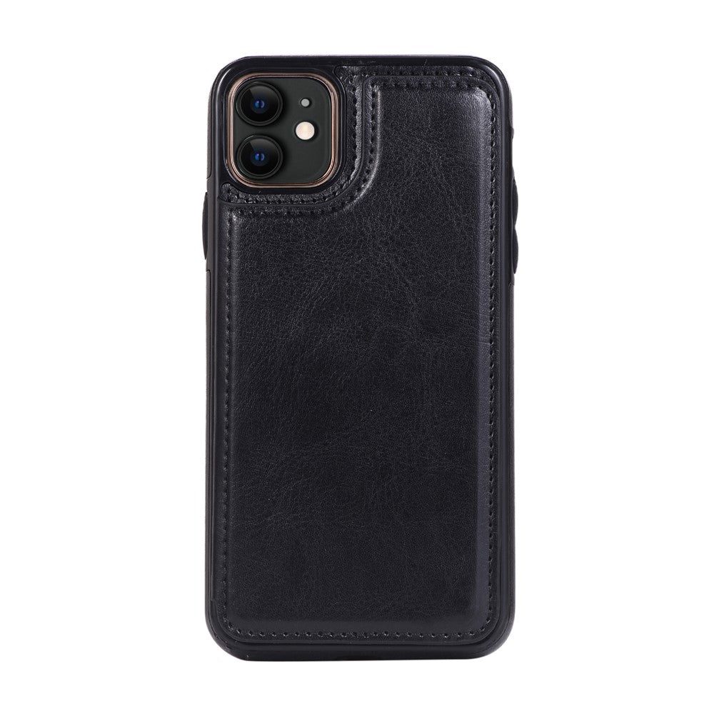 Crazy Horse Leather Coated TPU Phone Case with Card Slots Kickstand Shell for iPhone 11 6.1-inch