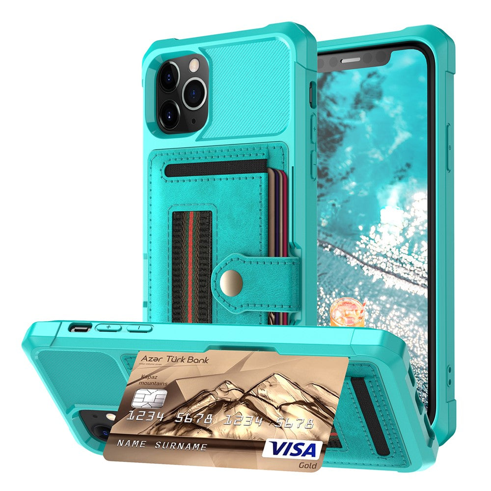 TPU+PU Leather Phone Case with Card Slot and Elastic Finger Ring Strap for iPhone 11 Pro Max 6.5-inch