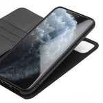 QIALINO til Apple iPhone 11 Pro 5.8 tommer Cross Texture Ægte Læder Pung Aftageligt 2 i 1 Telefoncover