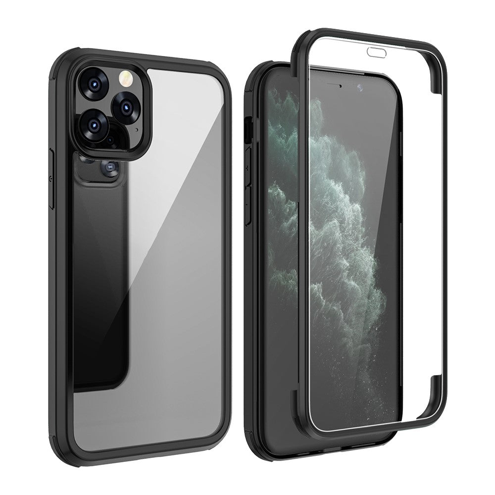 Dubbelsidigt härdat glas + TPU hybridskal för iPhone 11 Pro 5,8 tum