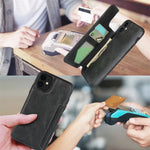 PU-läder + PC-fodral med korthållare för iPhone 11 6,1 tum