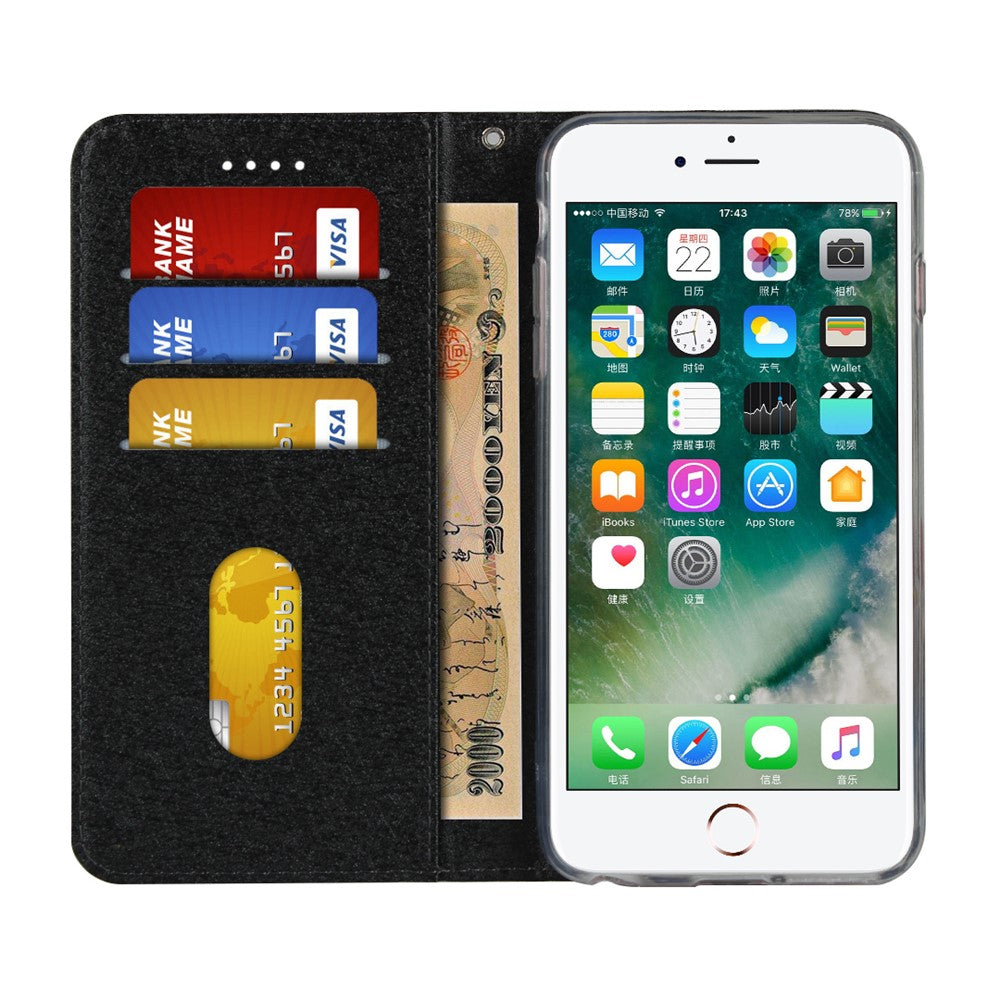 For iPhone 7 / 8 / SE (2020) / SE (2022) 4.7 inch Silk Texture Leather Wallet Stand Phone Case Cover