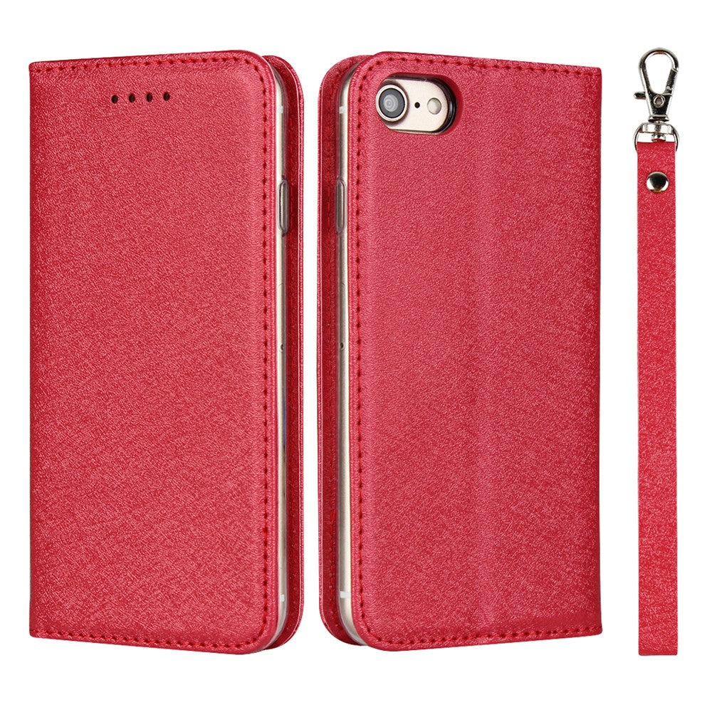 For iPhone 7 / 8 / SE (2020) / SE (2022) 4.7 inch Silk Texture Leather Wallet Stand Phone Case Cover