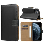 For iPhone 11 Pro 5.8-inch Genuine Leather + PC Phone Case Wallet Stand Full Protection Folio Flip Protective Cover