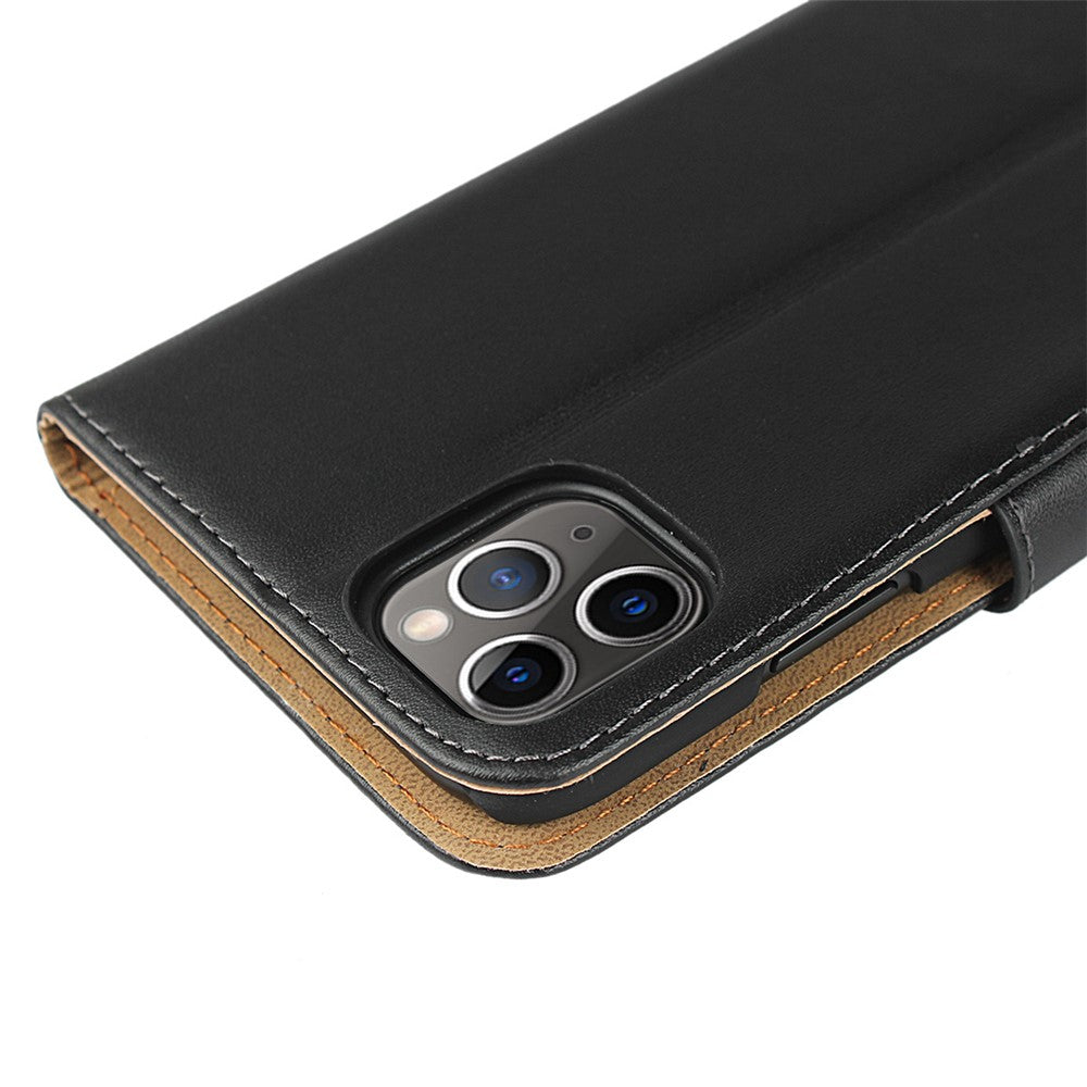 For iPhone 11 Pro 5.8-inch Genuine Leather + PC Phone Case Wallet Stand Full Protection Folio Flip Protective Cover
