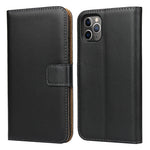 For iPhone 11 Pro 5.8-inch Genuine Leather + PC Phone Case Wallet Stand Full Protection Folio Flip Protective Cover
