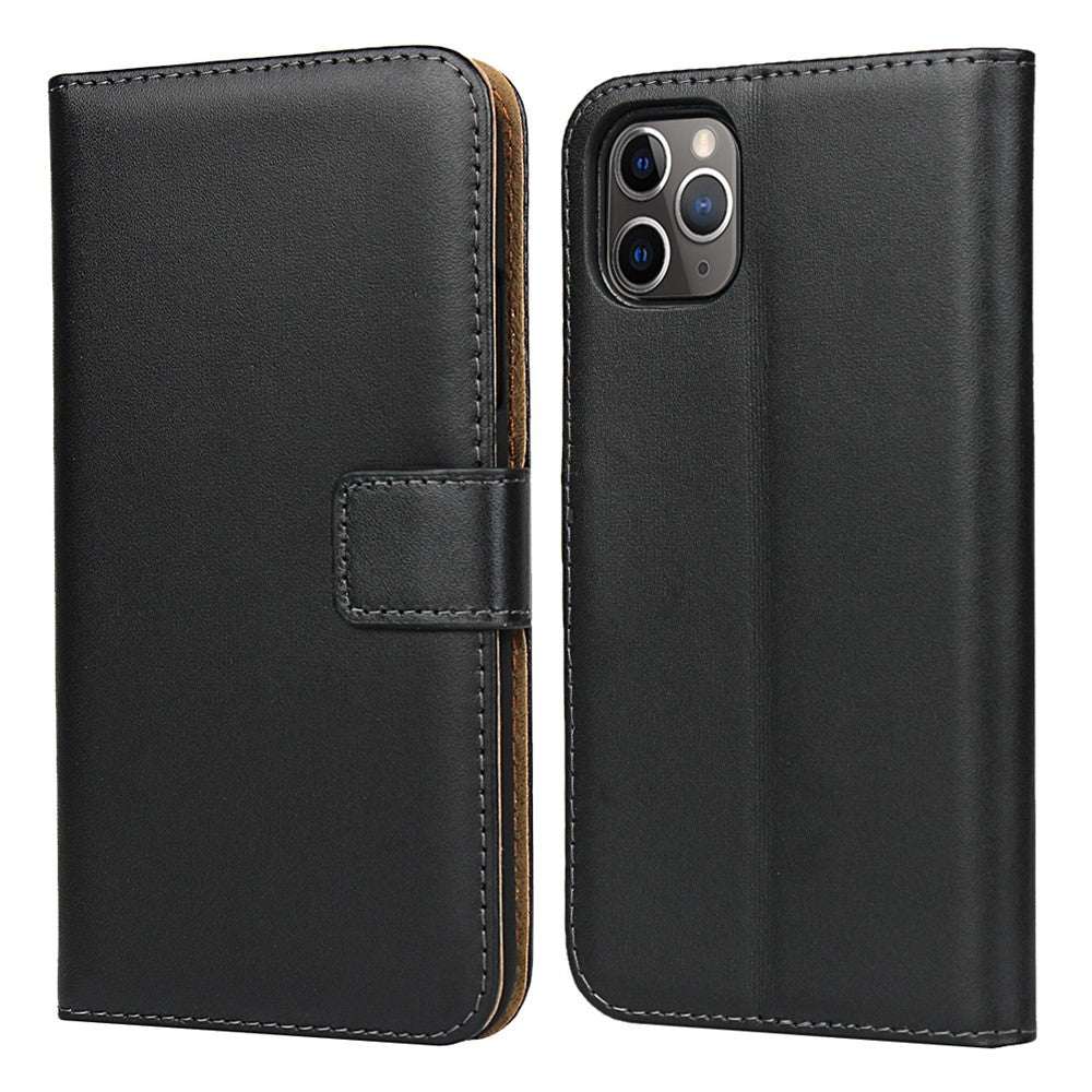 For iPhone 11 Pro 5.8-inch Genuine Leather + PC Phone Case Wallet Stand Full Protection Folio Flip Protective Cover