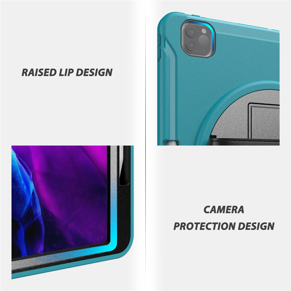 360° Swivel Kickstand PC + TPU Tablet Case with Pen Slot and Hand Strap for iPad Pro 12.9 (2020) / (2018)
