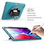 360° Swivel Kickstand PC + TPU Tablet Case with Pen Slot and Hand Strap for iPad Pro 12.9 (2020) / (2018)