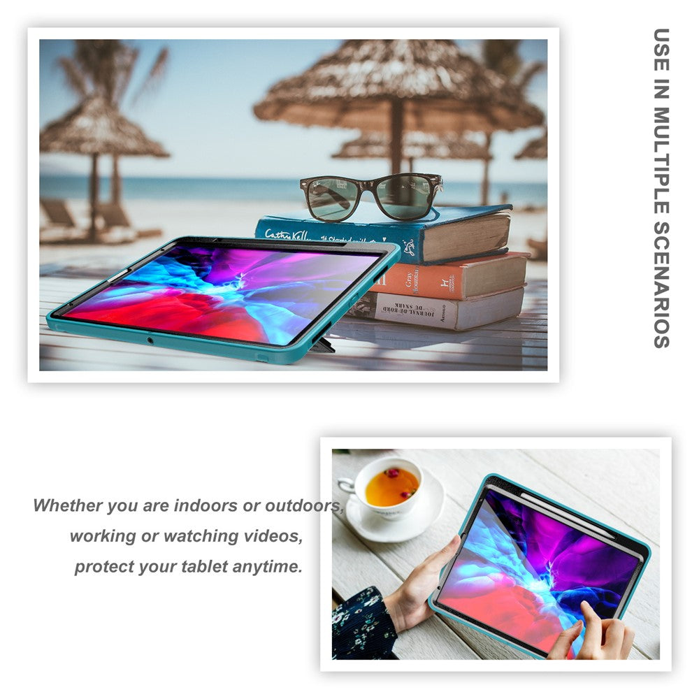 360° Swivel Kickstand PC + TPU Tablet Case with Pen Slot and Hand Strap for iPad Pro 12.9 (2020) / (2018)