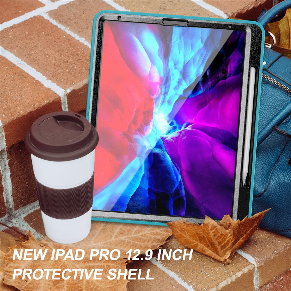 360° Swivel Kickstand PC + TPU Tablet Case with Pen Slot and Hand Strap for iPad Pro 12.9 (2020) / (2018)