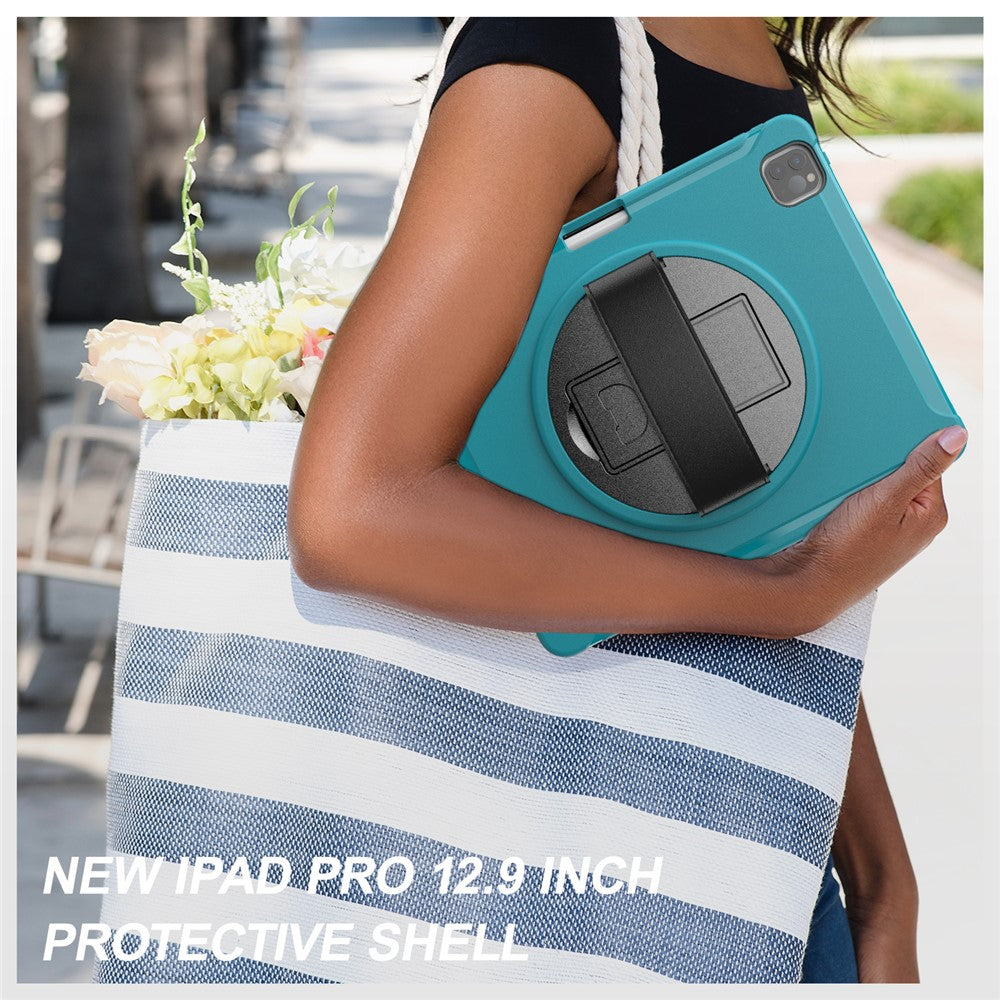 360° Swivel Kickstand PC + TPU Tablet Case with Pen Slot and Hand Strap for iPad Pro 12.9 (2020) / (2018)