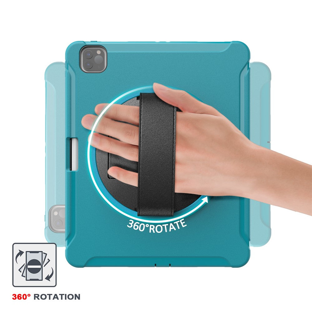 360° Swivel Kickstand PC + TPU Tablet Case with Pen Slot and Hand Strap for iPad Pro 12.9 (2020) / (2018)