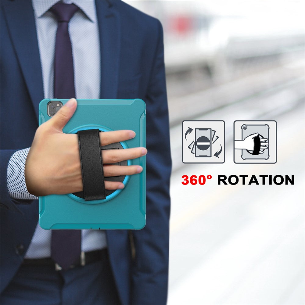 360° Swivel Kickstand PC + TPU Tablet Case with Pen Slot and Hand Strap for iPad Pro 12.9 (2020) / (2018)