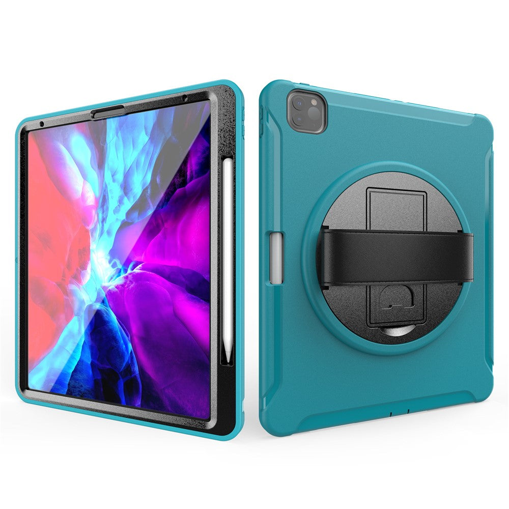 360° Swivel Kickstand PC + TPU Tablet Case with Pen Slot and Hand Strap for iPad Pro 12.9 (2020) / (2018)
