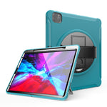 360° Swivel Kickstand PC + TPU Tablet Case with Pen Slot and Hand Strap for iPad Pro 12.9 (2020) / (2018)