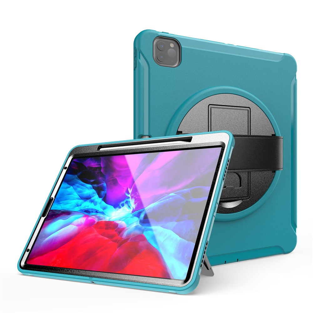 360° Swivel Kickstand PC + TPU Tablet Case with Pen Slot and Hand Strap for iPad Pro 12.9 (2020) / (2018)