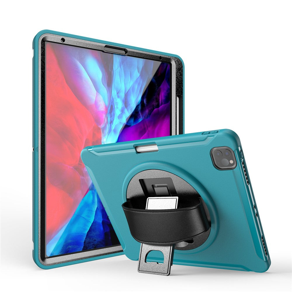 360° Swivel Kickstand PC + TPU Tablet Case with Pen Slot and Hand Strap for iPad Pro 12.9 (2020) / (2018)