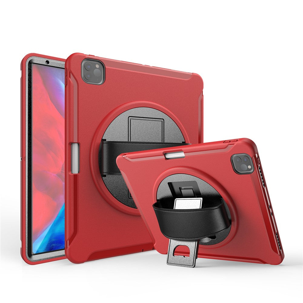 360° Swivel Kickstand PC + TPU Tablet Case with Pen Slot and Hand Strap for iPad Pro 12.9 (2020) / (2018)