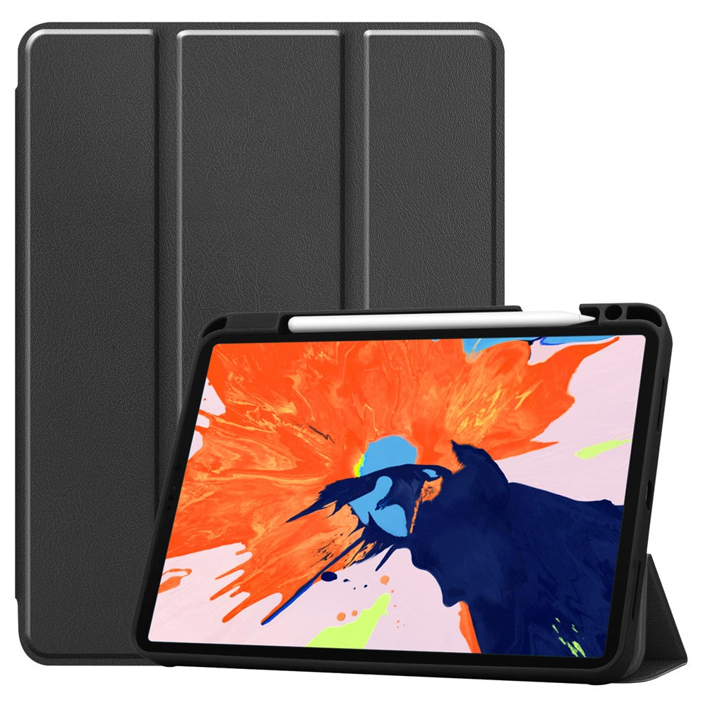 Forretnings-trefløjet stander PU-læder Blød TPU-bagside Automatisk vågne-/dvalefunktion cover med blyantholder til iPad Pro 12.9 (2022) / (2021) / (2020) / (2018)