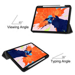 Forretnings-trefløjet stander PU-læder Blød TPU-bagside Automatisk vågne-/dvalefunktion cover med blyantholder til iPad Pro 12.9 (2022) / (2021) / (2020) / (2018)