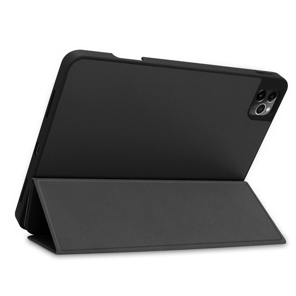 Forretnings-trefløjet stander PU-læder Blød TPU-bagside Automatisk vågne-/dvalefunktion cover med blyantholder til iPad Pro 12.9 (2022) / (2021) / (2020) / (2018)